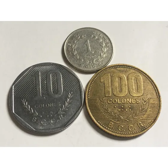 Costa Rica- 1, 10 E 100 Cólones 1984, 1985 E 2007 F. Grátis