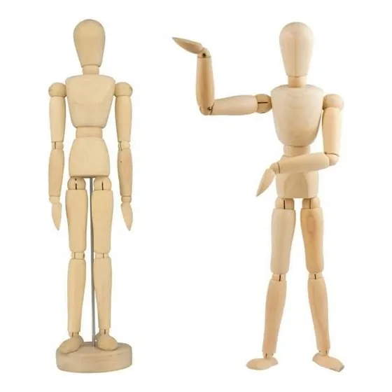 Maniquí Articulado Dibujo Madera Femenino Y Masculino 30 Cm.