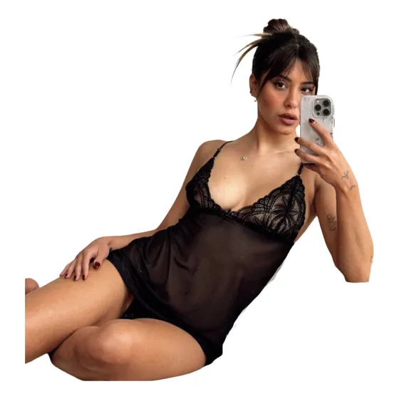 Babydoll Camisolin Yamena Tull Encaje Mujer Tanga