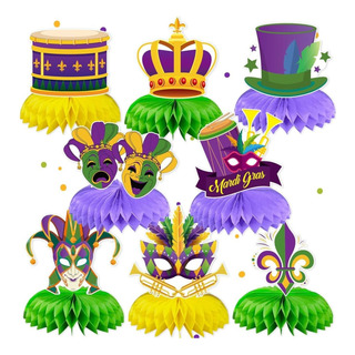 8 Centro Mesa Decoración Mardi Gras Carnaval Fiesta 8 Centro Mesa Decoración Mardi Gras Carnaval Fiesta