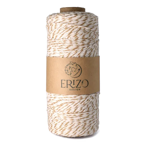 Rollo De Hilo Algodon Bicolor Beige Estilo Baker Twine 250gr