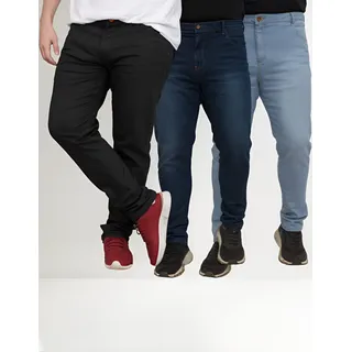 Kit 3 Calça Plus Size Masculina Jeans Com Elastano Lycra Top Kit 3 Calça Plus Size Masculina Jeans Com Elastano Lycra Top