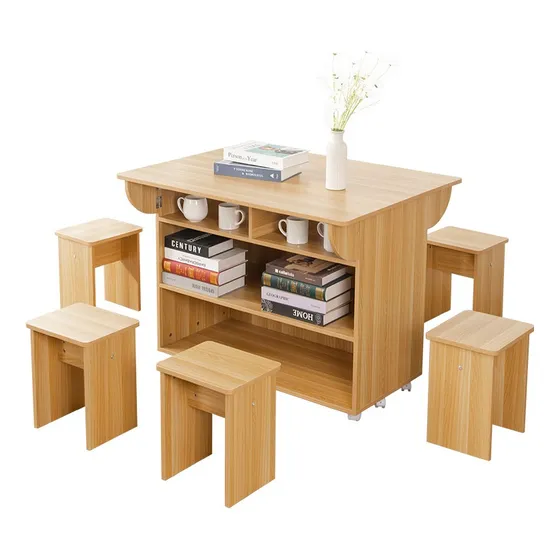 Mesa Comedor Isla Multiuso + 6 Pisos 