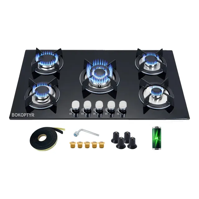 Parrilla Empotrable A Gas Arifow Premium Kitchen Estufa A Gas 5 Quemadores Cristal Templado Ng/lpg Con Encendido Electrico Cocinas