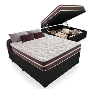 Cama Box BaĂș Casal Mais ColchĂŁo De Molas Prime ColchĂ”es Classic Superlastic 138x188x64 Preto Cama Box BaĂș Casal Mais ColchĂŁo De Molas Prime ColchĂ”es Classic Superlastic 138x188x64 Preto