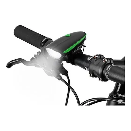 Luz Lampara Linterna Bocina Pito Timbre Para Bicicleta Accesorios Recargable Usb Led Diurna Delantera Luces Ciclista Corneta Timbre Seguridad 