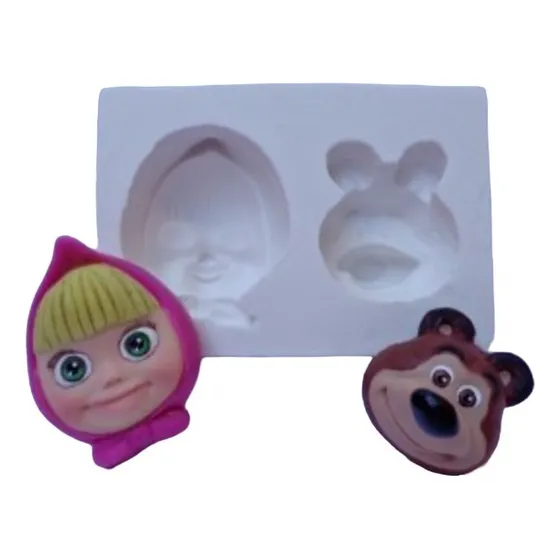 Molde Silicone Cabeça Masha E O Urso