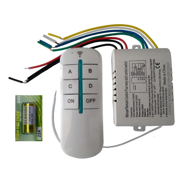 Controle Remoto Sem Fio 4 Vias A/b/c/d Iluminação Bivolt