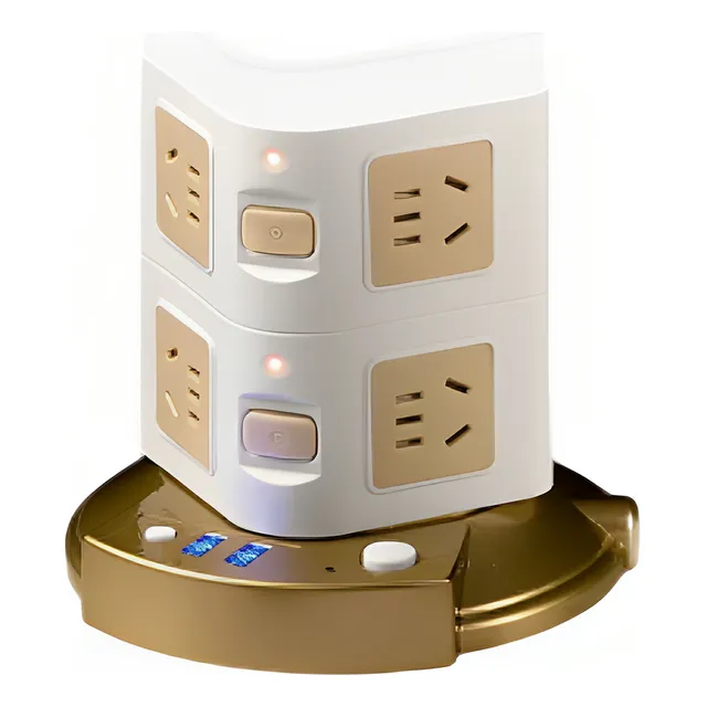 Zapatilla Vertical Con Y Luz Nocturna 8 Enchufes 2 Usb 220v