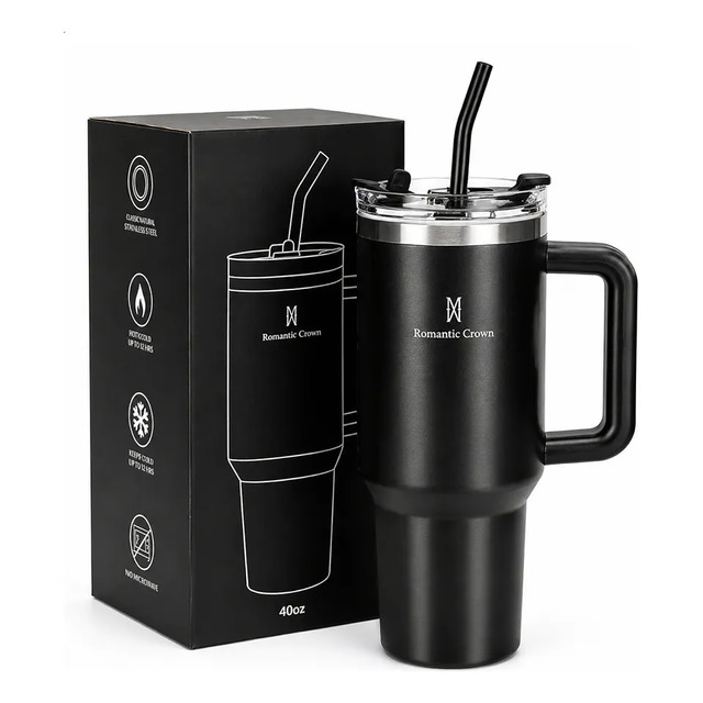 Copo Térmico Gigante 1,2l Inox Com Tampa E Inox Canudo