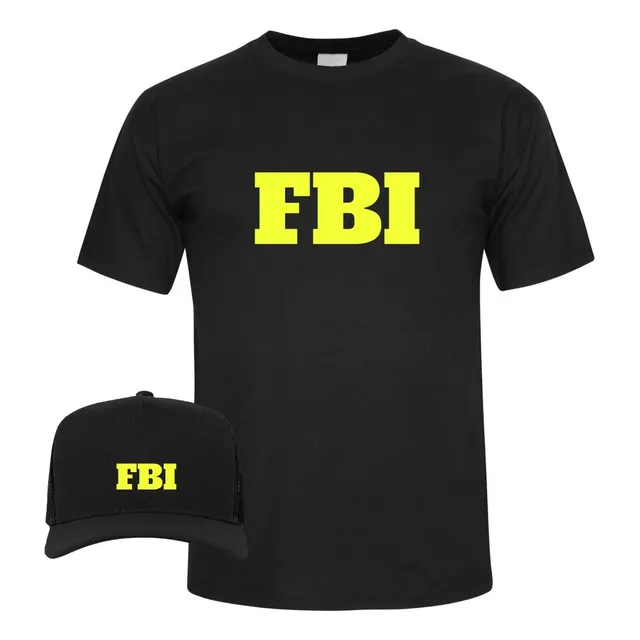 Kit Camiseta + Boné Fbi Camisa Festa Fantasia 100% Algodão