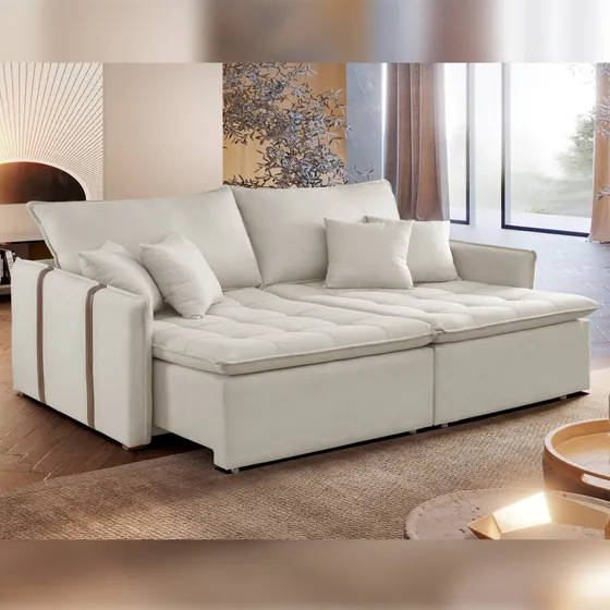 Sofá Cama 200cm Em Madeira Eucalipto Detroid Yescasa Wt