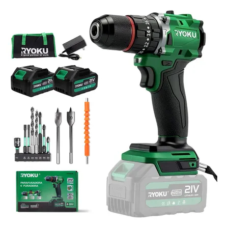 Furadeira Parafusadeira Impacto 21v 2 Baterias Brushless Verde 127/220v