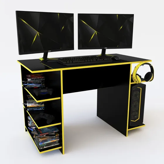 Escritorio Mesa Gamer Pc Laptop Juegos Playstation Dga01 Color Negro Y Amarillo