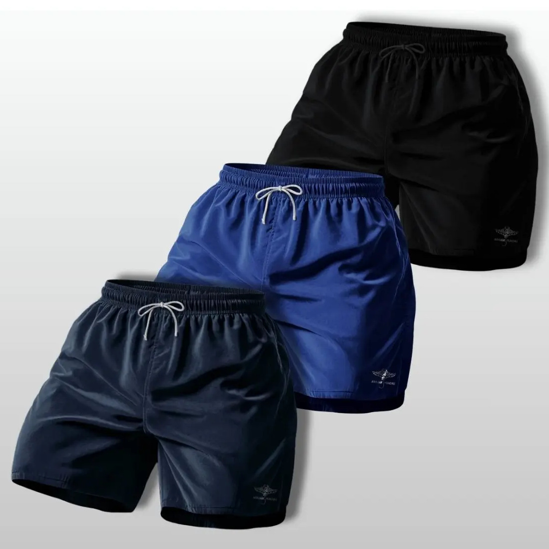 Kit 3 Shorts Bermuda Masculina Básico Mauricinho Tactel