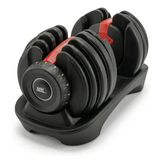 Halter Ajustável Dumbbel Regulável MKFIT de 24 kg com Base para Treino em Casa