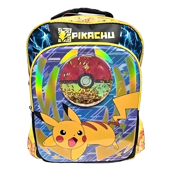 Mochila Escolar Grande Primaria Ruz Pokemon Pikachu 163470 Ball Color Amarillo Diseño de la tela Políester
