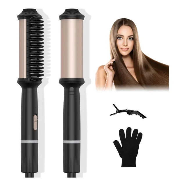 2 En 1 Cepillo De Pelo De Estirador Amp; Curler Con 8sml4