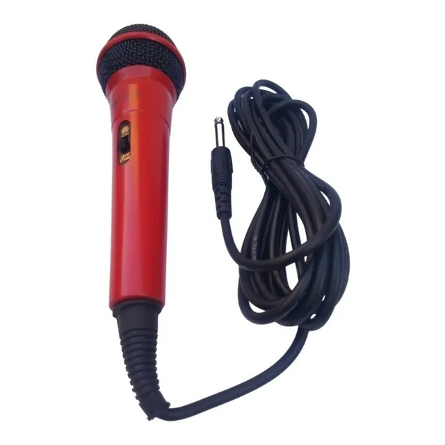 Microfono Karaoke Panacom Cable 3 Metros 6.3 Mm Mc9630 Color Rojo