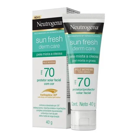 Protetor Solar Facial Pele Morena FPS 70 Neutrogena Sun Fresh Derm Care Bisnaga 40g