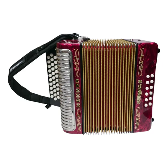 Acordeón A Botones Hohner A5623 Corona Ii Gcf Red Usado
