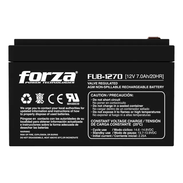 Batería Fub-1270 Recargable 12v/7ah, Agm, Sin Mantenimiento
