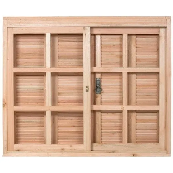 Janela De Madeira Veneziana 100x160cm Com Caixilho 14cm Ewk