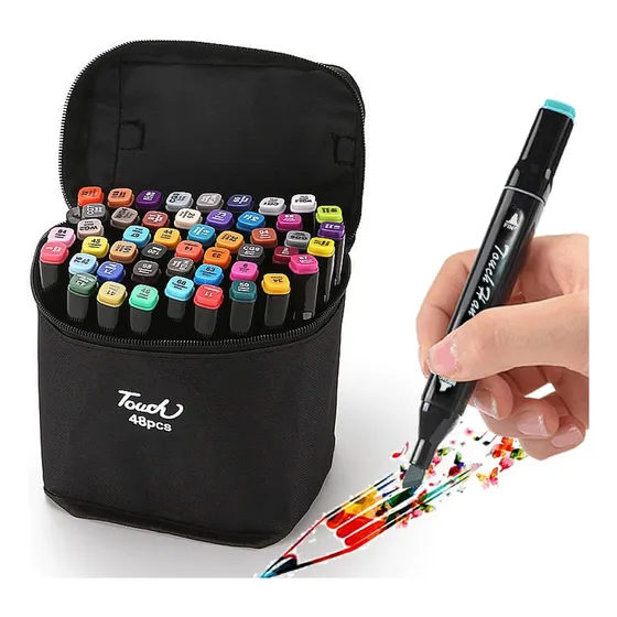Marcadores Plumones Doble Punta 48 Colores Twin Marker 