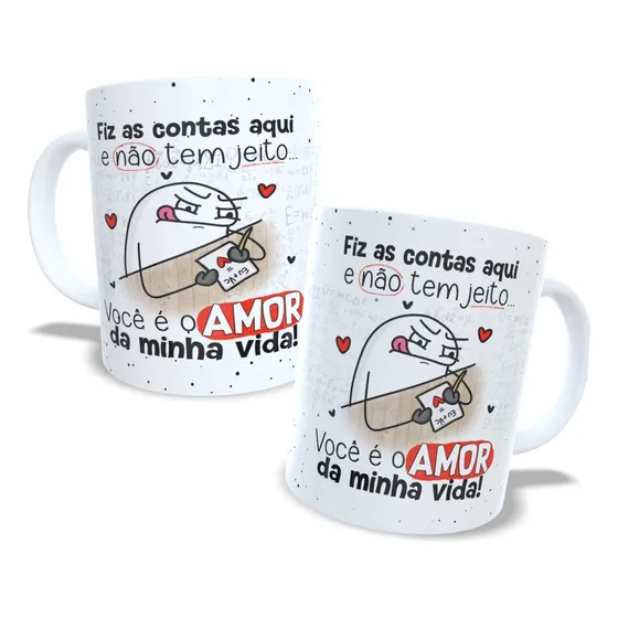 Caneca De Porcelana Flok Namorados ( Frase Engraçada) - Amor Branco Flork Namoro