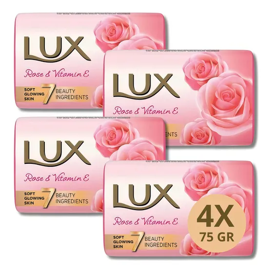Jabon En Barra Lux Pack X 4 De 75 Gr Rosas Con Vitamina E