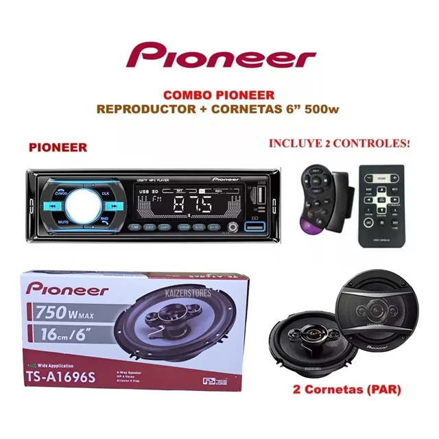 Combo Reproductor Pioneer + Corneta Pioneer 6 Pulgadas 500w