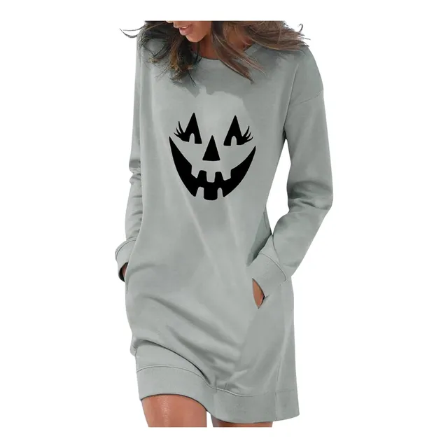Vestido Otoño Para Mujer Estilo Casual Manga Larga Cuello