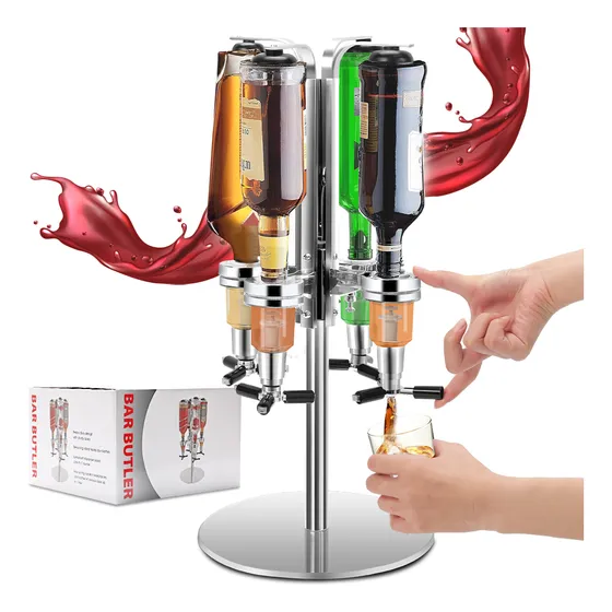 Porta Bebidas Dispenser Dosador Giratório Para 4 Garrafas