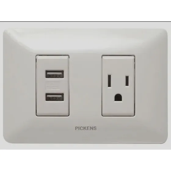 Toma Corriente 2 Usb/ Smartphone Pickens Bbl-1237 Blanco