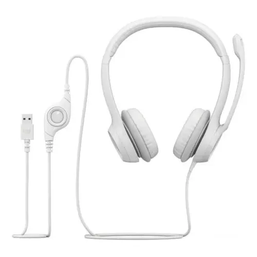 Auriculares Logitech H390 Para Computadora Usb Color Blanco 20 Hz - 20 Kh
