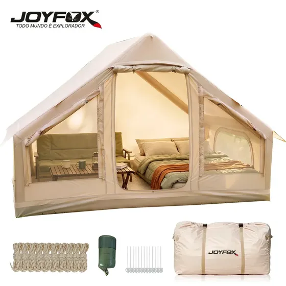 Barraca Inflável Automática Joyfox 6 Pessoas Ao Ar Livre 3000 Mm Impermeável Bege