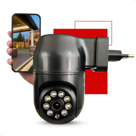 Câmera De Segurança Full Hd Visão Noturna Tomada Preta Nixzen Preto
