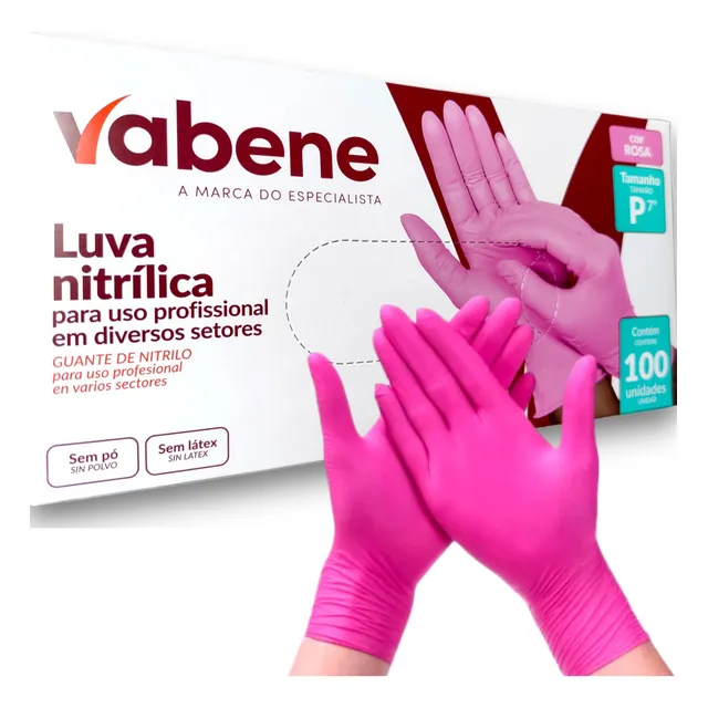 Luvas Nitrilica Sem Pó Rosa Procedimento Descartável Pink 