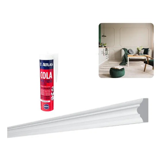 Kit Boiserie Rodameios Moldura Parede 2 Barras 2 M