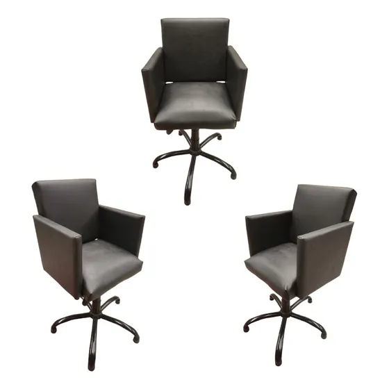 Sillon De Corte Peluqueria Barberia Regulable Color Negro Forma De La Base Regatones Tipo De Respaldo Fijo