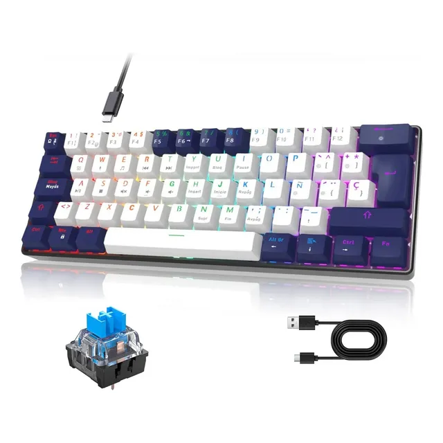 Teclado Mecánico 60% Gamer Con Luces Rgb Puerto Usb-c Pc