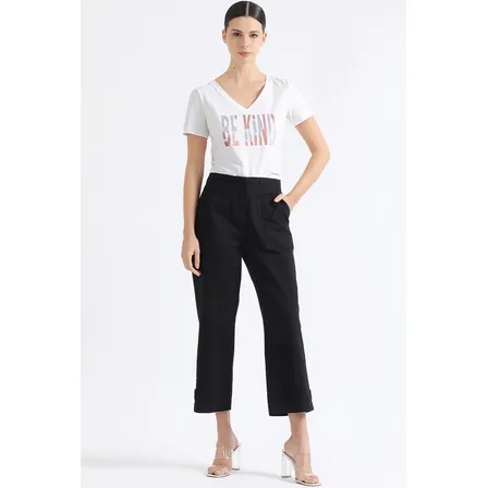 Pantalon Recto Tiro Alto, Cargo, Negro Liola