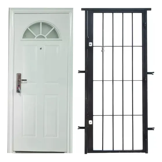 Puerta Waluminio Con Reja Pintada 85x205 Cm.