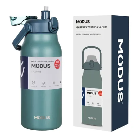 1700ml Garrafa Térmica De Água De Viagem Vacuum Aço Inox 304 Cor Verde