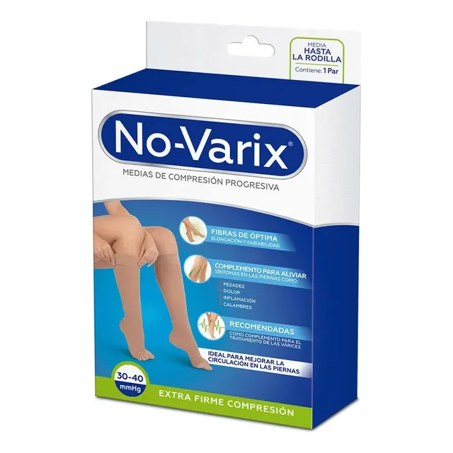Media De Compresion Unisex No-varix Rodilla 30-40 Mmhg
