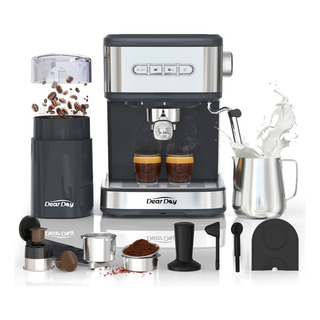 Dear Day Cafetera Con Molinillo Integrado, Mango For Capsules, Prensa De Café, Jarra De Espuma, Tapete Para Prensado, Cuchara Dosificadora Y Cepillo De Limpieza Dear Day Cafetera Con Molinillo Integrado, Mango For Capsules, Prensa De Café, Jarra De Espuma, Tapete Para Prensado, Cuchara Dosificadora Y Cepillo De Limpieza