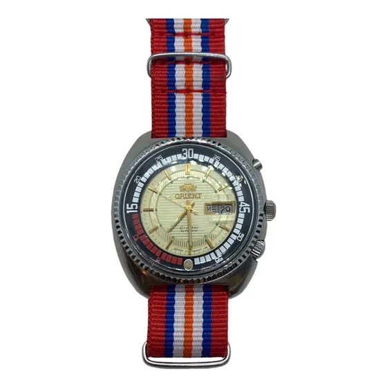 Reloj Orient Crystal Autómatico Extensible De Tela Vintage