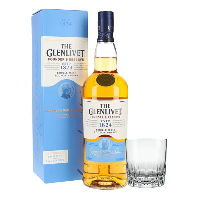 Whisky Glenlivet Founders +estuche + Vaso De Regalo Quirino