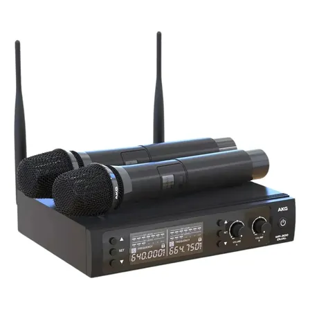 Microfone S/ Fio Akg Wp 300 Duplo Bastão Dinâmico Cardióide Preto