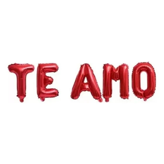 Kit Balão Metalizado Frase Te Amo - Decoração Romântica